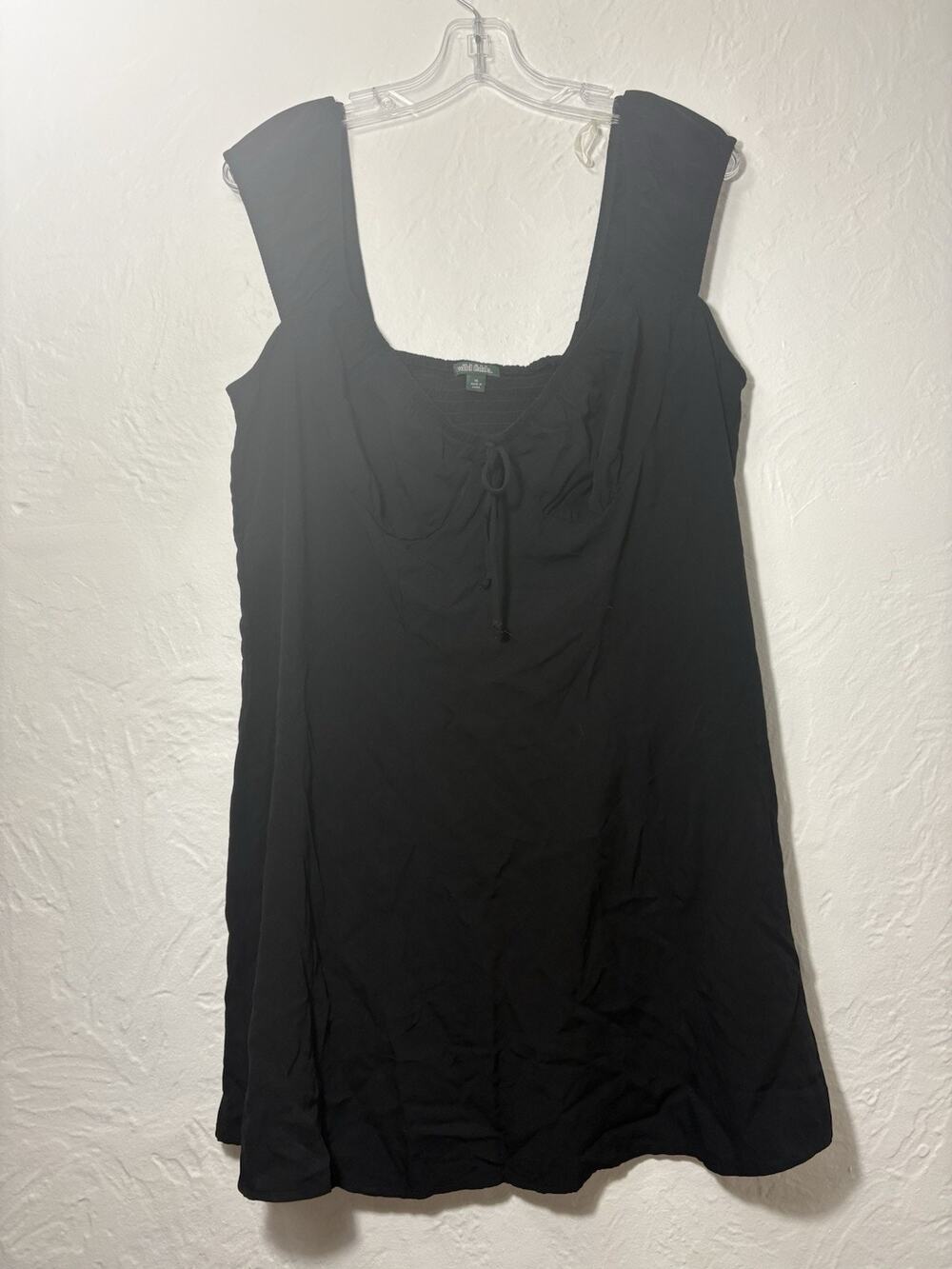Wild Fable - XL Women's Black Square Tie-Front Wide Strap Babydoll dress